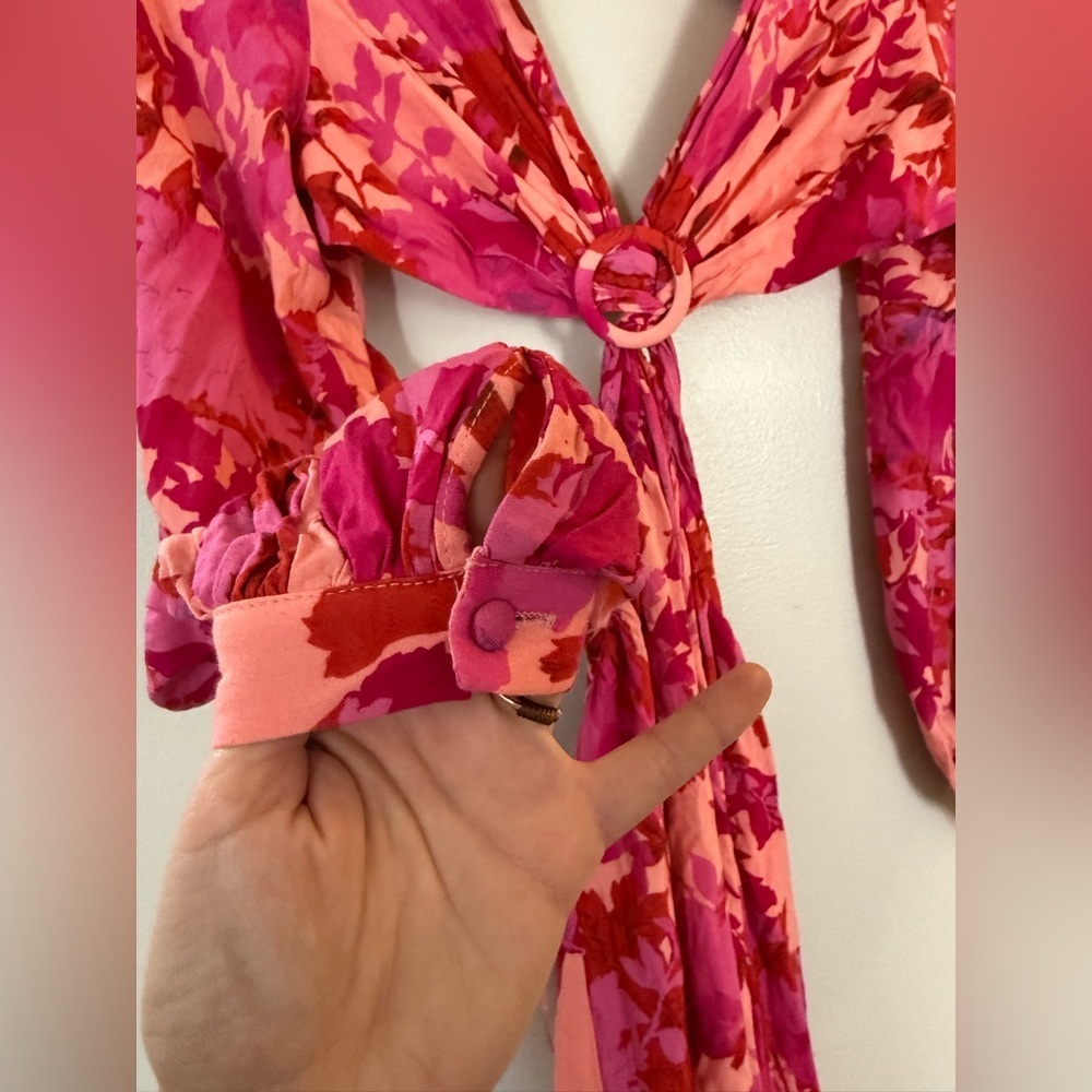 All About May Floral Long Sleeve Cut Out Maxi Dress Size 2 - Picture 4 of 7
